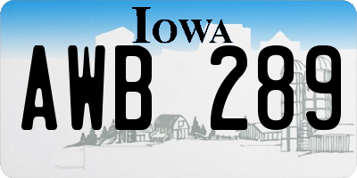 IA license plate AWB289