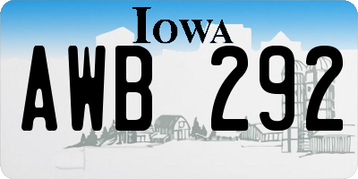 IA license plate AWB292