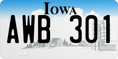 IA license plate AWB301