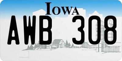 IA license plate AWB308