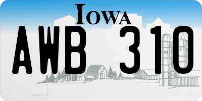 IA license plate AWB310