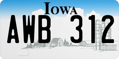 IA license plate AWB312