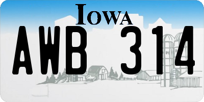 IA license plate AWB314