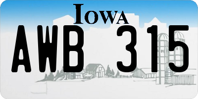 IA license plate AWB315