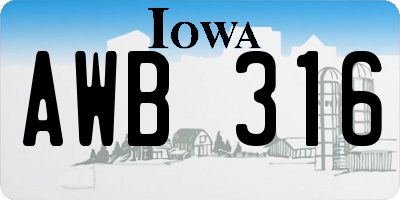 IA license plate AWB316