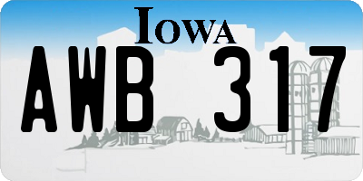 IA license plate AWB317