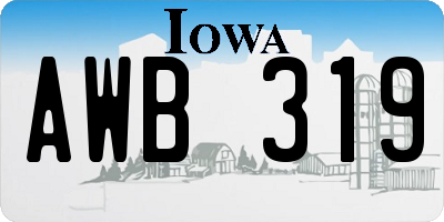 IA license plate AWB319