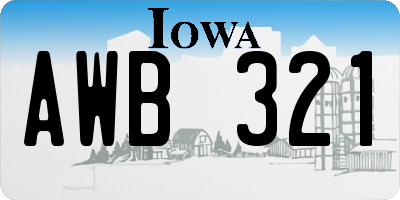 IA license plate AWB321