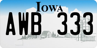 IA license plate AWB333
