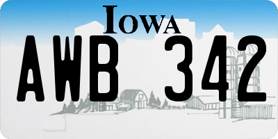 IA license plate AWB342