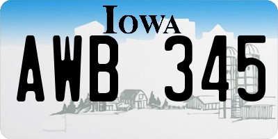 IA license plate AWB345