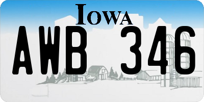 IA license plate AWB346