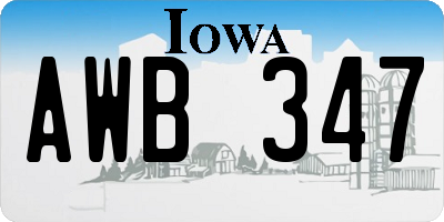 IA license plate AWB347