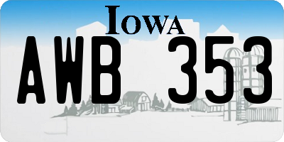 IA license plate AWB353
