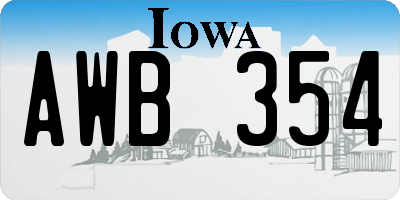 IA license plate AWB354