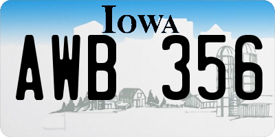 IA license plate AWB356