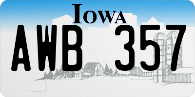 IA license plate AWB357