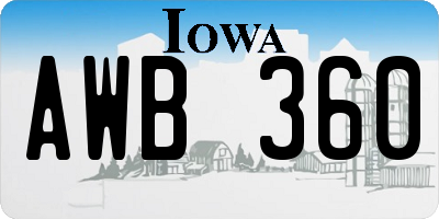 IA license plate AWB360