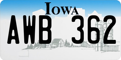 IA license plate AWB362