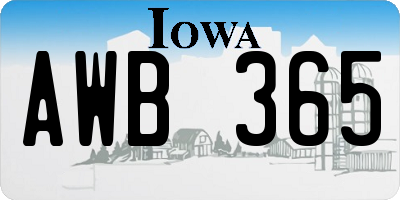 IA license plate AWB365