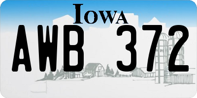 IA license plate AWB372