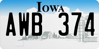 IA license plate AWB374