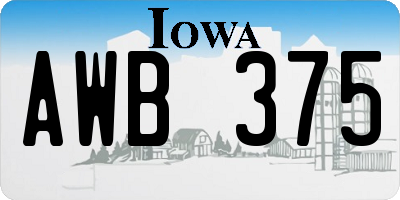 IA license plate AWB375