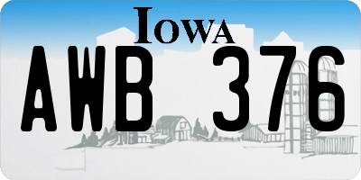 IA license plate AWB376