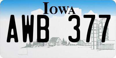 IA license plate AWB377