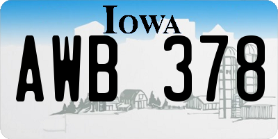 IA license plate AWB378