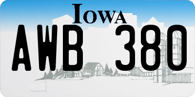 IA license plate AWB380