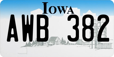 IA license plate AWB382