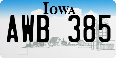 IA license plate AWB385