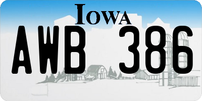 IA license plate AWB386