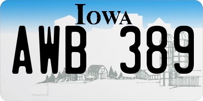 IA license plate AWB389
