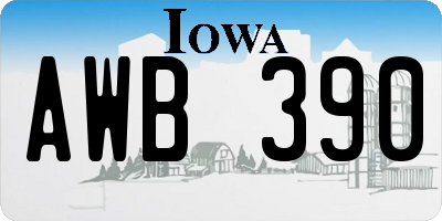IA license plate AWB390