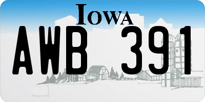 IA license plate AWB391
