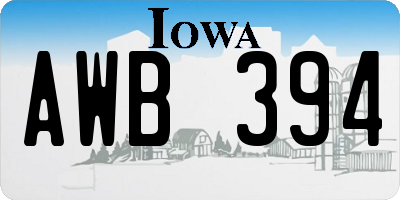 IA license plate AWB394