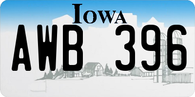 IA license plate AWB396