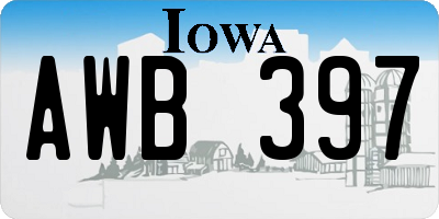 IA license plate AWB397