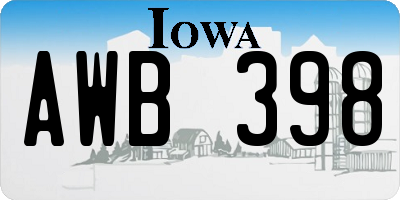 IA license plate AWB398