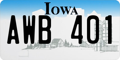 IA license plate AWB401