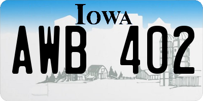IA license plate AWB402