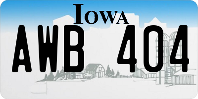 IA license plate AWB404