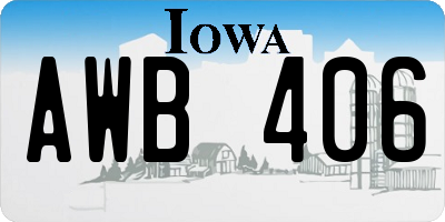 IA license plate AWB406
