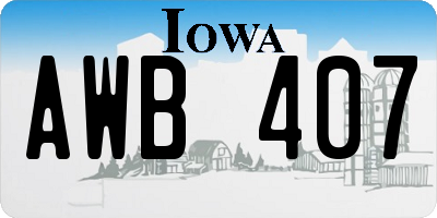 IA license plate AWB407