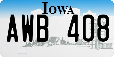 IA license plate AWB408