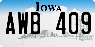 IA license plate AWB409