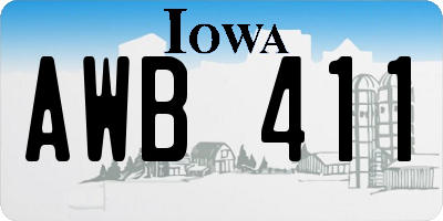 IA license plate AWB411