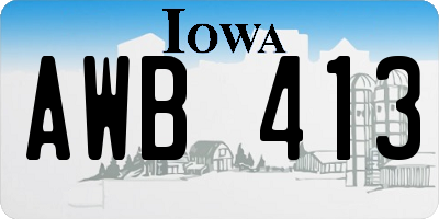 IA license plate AWB413